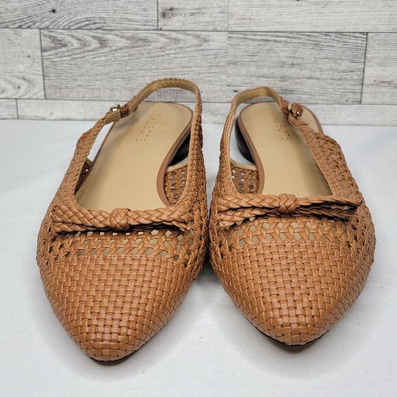 Talbots Eden Woven Slingback Flats Size 10M Beige Slip On Buckle Sandals Shoes - Picture 4 of 9